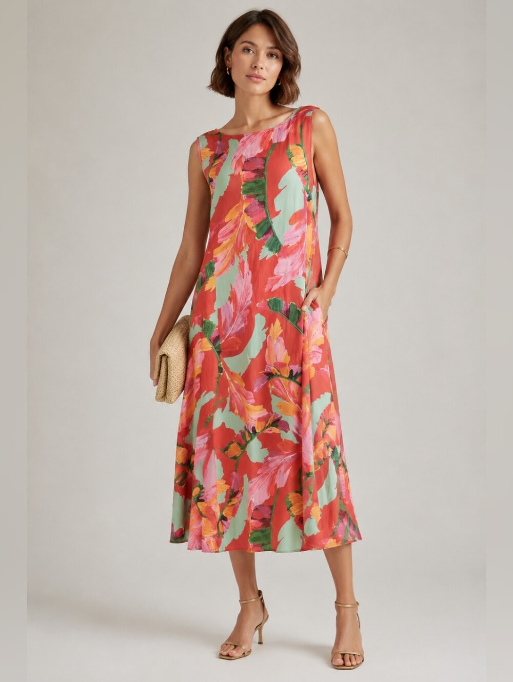Chico's Tropical Midi Dress Sleeveless